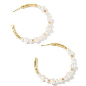Kendra Scott Jovie Gold Beaded Hoop Earrings in Freshwater Cultured Pearl